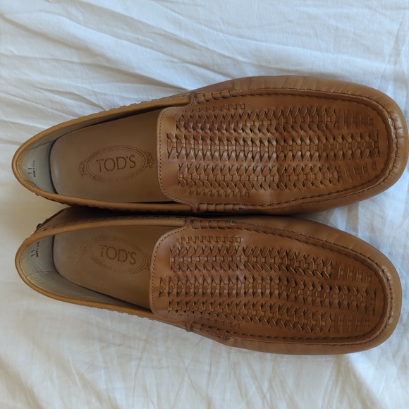 Tod's Other - Tod's Men's Woven Leather Gommino Driving Loafers in Tan/Brown/Camel
